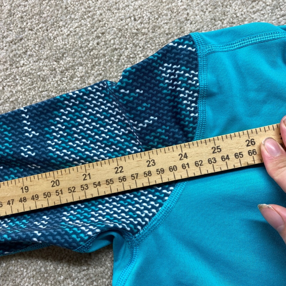 Nike Pro Dri-FIT Quarter Zip Womens Large Teal Patterned‎ Sleeve Athletic Top - Picture 6 of 10